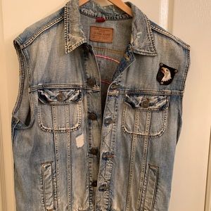 Mens Vintage Jean Sleeveless Jacket